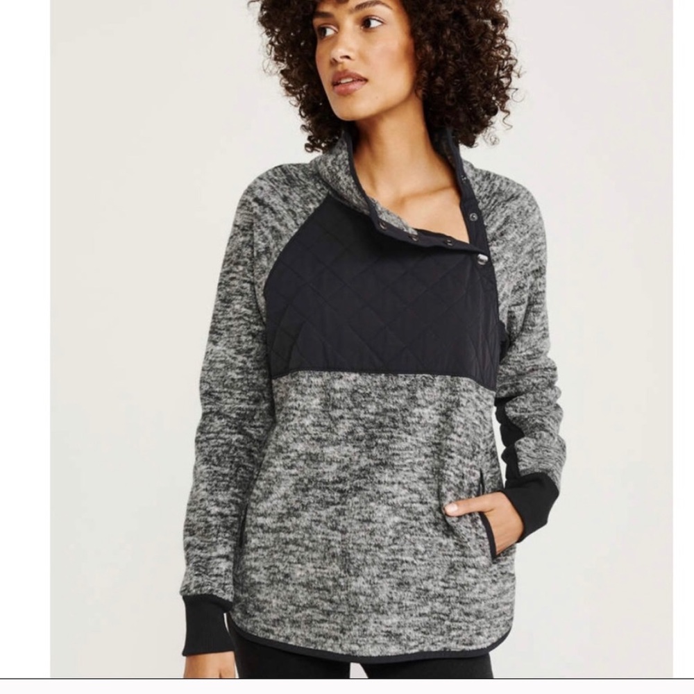 abercrombie & fitch ASYMMETRICAL SNAP-UP FLEECE